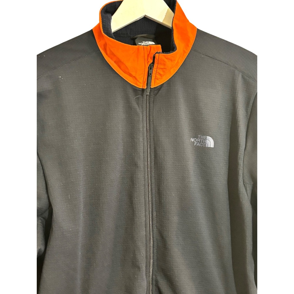 The North Face Mens Full Zip Fleece Jacket Orange Collar Navy Blue L - Picture 2 of 10